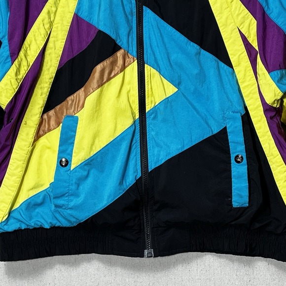 Vintage Prince Windbreaker Jacket Medium 90s Colorblock Neon Tennis - Picture 4 of 16